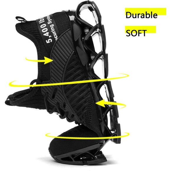 Women's Running Walking Blade Sport Work Tennis Black Athletic Sneakers Shoes - Picture 2 of 7